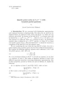 Quartic power series in F3((T&minus;1)) with bounded partial quotients