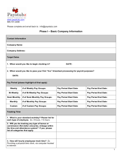 Phase I &ndash; Basic Company Information
