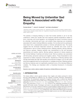 Being Moved by Unfamiliar Sad Music Is Associated with High