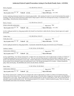 Authorized Federal Capital Prosecutions Arising in Non