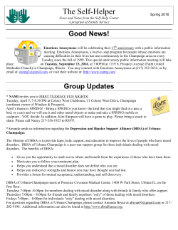 Self-Helper Newsletter, Spring 2016