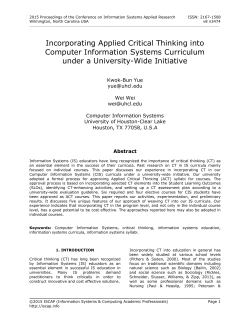 Incorporating Applied Critical Thinking into Computer