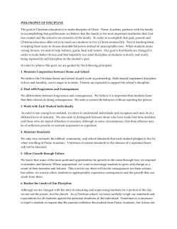 PHILOSOPHY OF DISCIPLINE The goal of Christian education is to