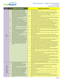 7th Grade SS Standards Snapshot
