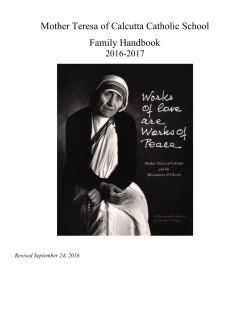 Mother Teresa of Calcutta Catholic School Family Handbook