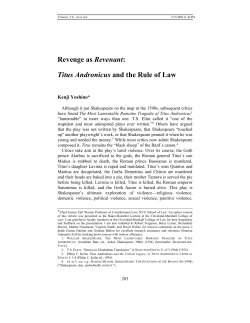 Revenge as Revenant: Titus Andronicus and the