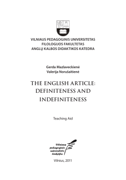 THE ENGLISH ARTICLE: DEFINITENESS AND INDEFINITENESS
