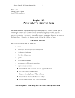 Power in Livy`s History of Rome - National Great Books Curriculum
