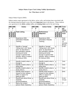 Subject Matter Expert Task Listing Validity