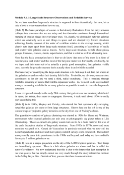 Module 9.1.1: Large Scale Structure Observations and Redshift