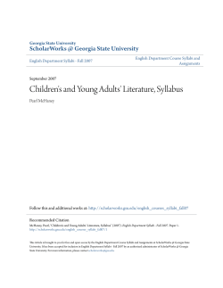 Children`s and Young Adults` Literature, Syllabus