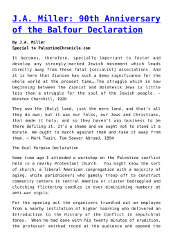 JA Miller: 90th Anniversary of the Balfour Declaration