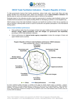 OECD Trade Facilitation Indicators &ndash; People`s Republic of China