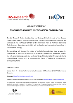 BOUNDARIES AND LEVELS OF BIOLOGICAL ORGANIZATION