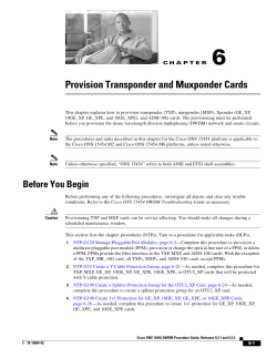 Chapter 6, Provision Transponder and Muxponder Cards