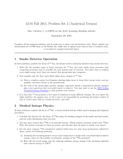 Problem Set 3: Smoke Detectors, Radioactive Decay and Energetics