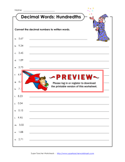 Decimal Words: Hundredths - Super Teacher Worksheets