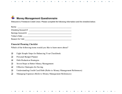 Financial Planning Check List