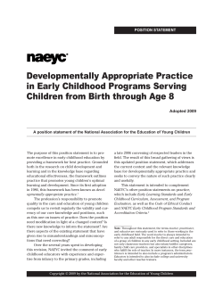 Developmentally Appropriate Practice in Early Childhood