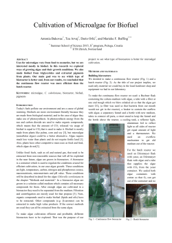 Cultivation of Microalgae for Biofuel