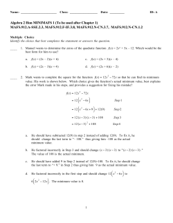 Algebra 2 Hon MINIMAFS 1 (To be used after Chapter 1) MAFS.912