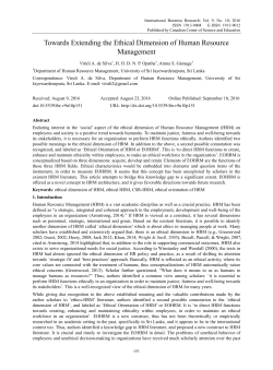 Towards Extending the Ethical Dimension of Human Resource