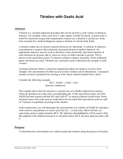 Titration With Oxalic Acid
