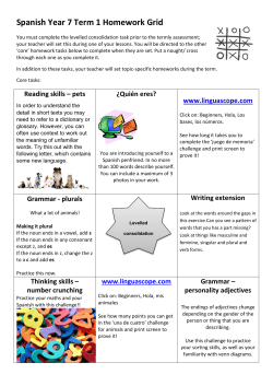 Spanish Year 7 Term 1 Homework Grid