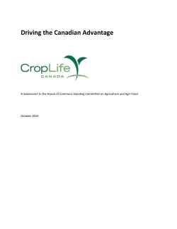 CropLife Canada submission to HoC Standing Committee on