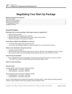 Negotiating Your Start Up Package