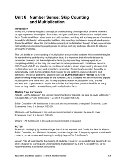 Unit 6 Number Sense: Skip Counting and Multiplication