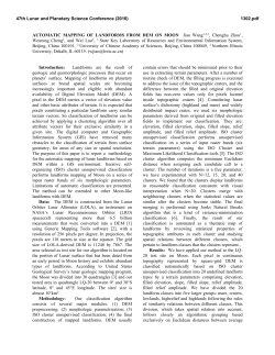 AUTOMATIC MAPPING OF LANDFORMS FROM DEM ON MOON