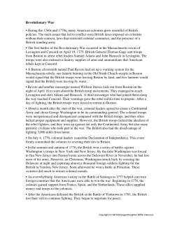 Revolutionary War &bull; During the 1760s and 1770s, many