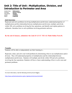 Unit 2: Title of Unit : Multiplication, Division, and