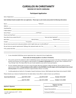 Cursillo Application - Diocese of South Carolina