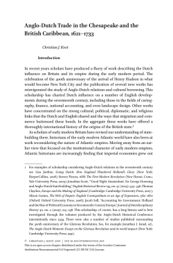 Anglo-Dutch Trade in the Chesapeake and the British Caribbean