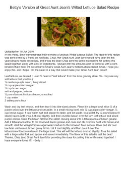 Betty`s Version of Great Aunt Jean`s Wilted Lettuce