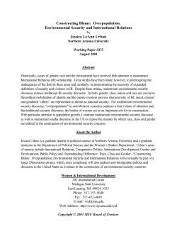 Constructing Blame: Overpopulation, Environmental Security and