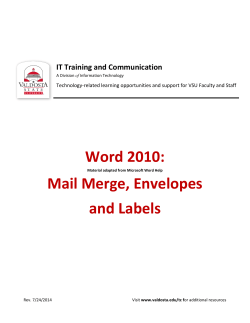 Word 2010: Mail Merge, Envelopes and Labels