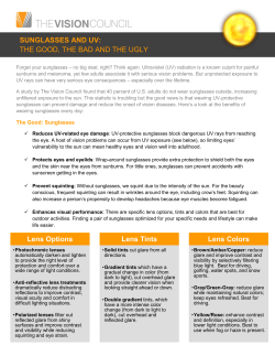 Lens Options Lens Tints Lens Colors SUNGLASSES AND UV: THE