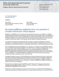 Press Release  - Office of the Special Narcotics