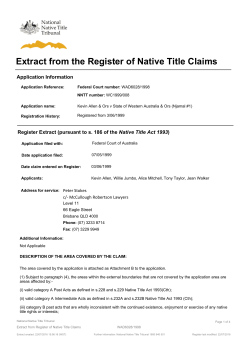 Extract from the Register of Native Title Claims
