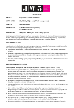 Job Description JOB TITLE: Programmer &ndash; Families and