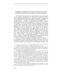 ADVISORY OPINIONS AND THE INFLUENCE OF THE SUPREME