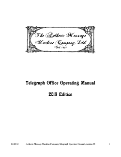Telegraph Office Operating Manual 2013 Edition