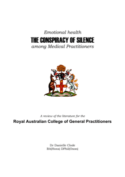 The conspiracy of silence - emotional health among Medical