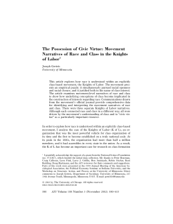 The Possession of Civic Virtue - University of Minnesota Twin Cities