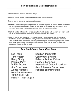 New South Frame Game Instructions