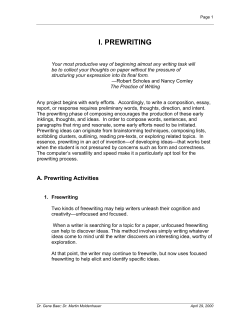 I. PREWRITING