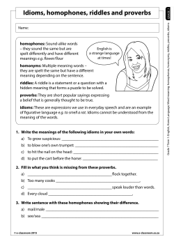 Idioms, homophones, riddles and proverbs - E